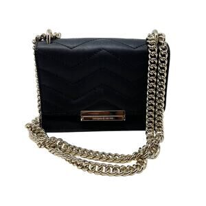 Kate Spade Black Emerson Place Lenia Quilted Flap Crossbody Bag Gold Chainlink